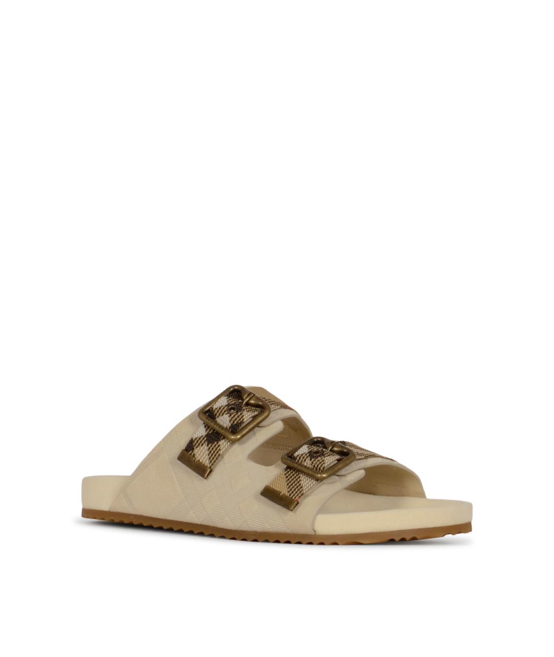BURBERRY Бежевые кожаные сандалии, фото 2