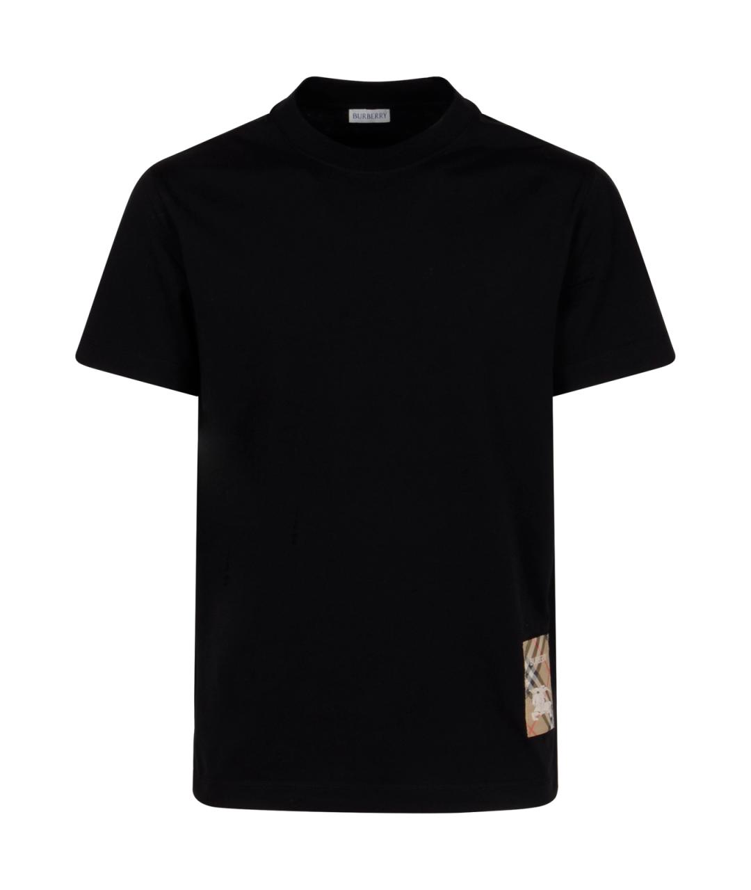 BURBERRY Черная хлопковая футболка, фото 1