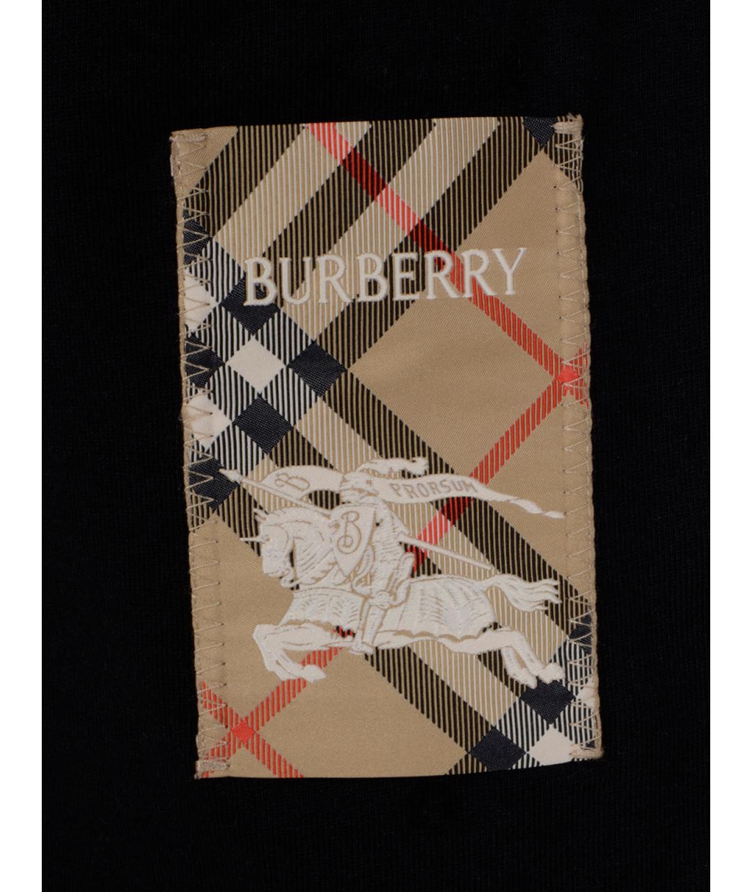 BURBERRY Черная хлопковая футболка, фото 3