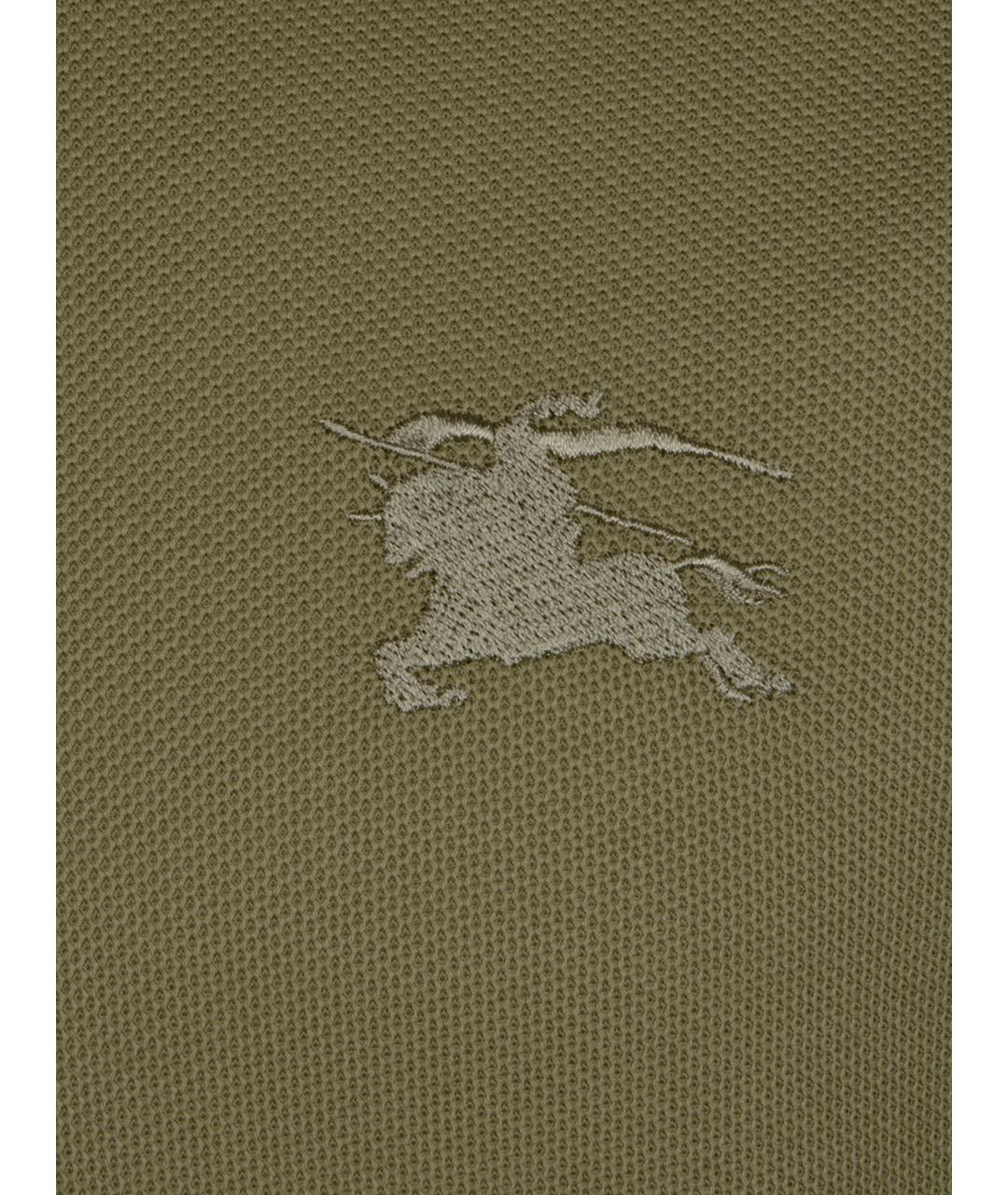 BURBERRY Зеленые хлопковое поло с коротким рукавом, фото 3