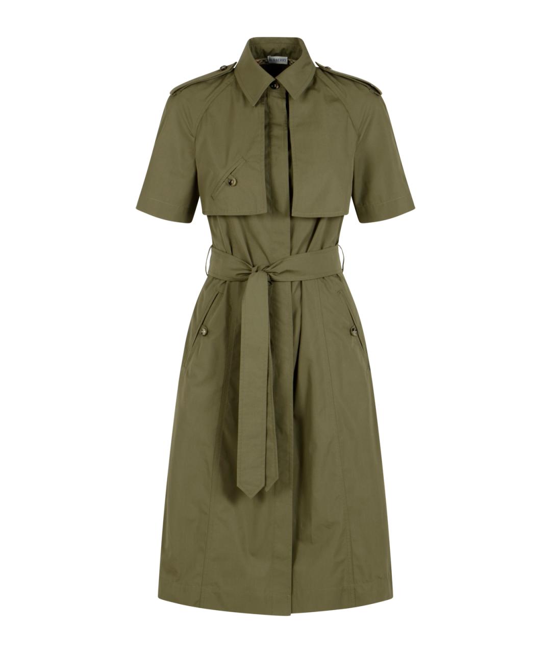 BURBERRY Зеленые хлопковое платье, фото 1