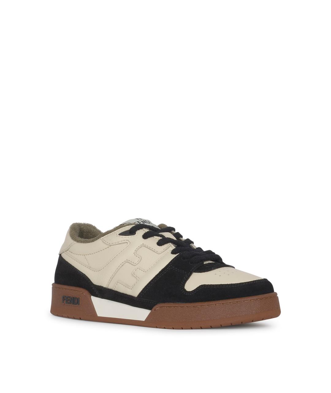FENDI Черные кожаные низкие кроссовки / кеды, фото 2