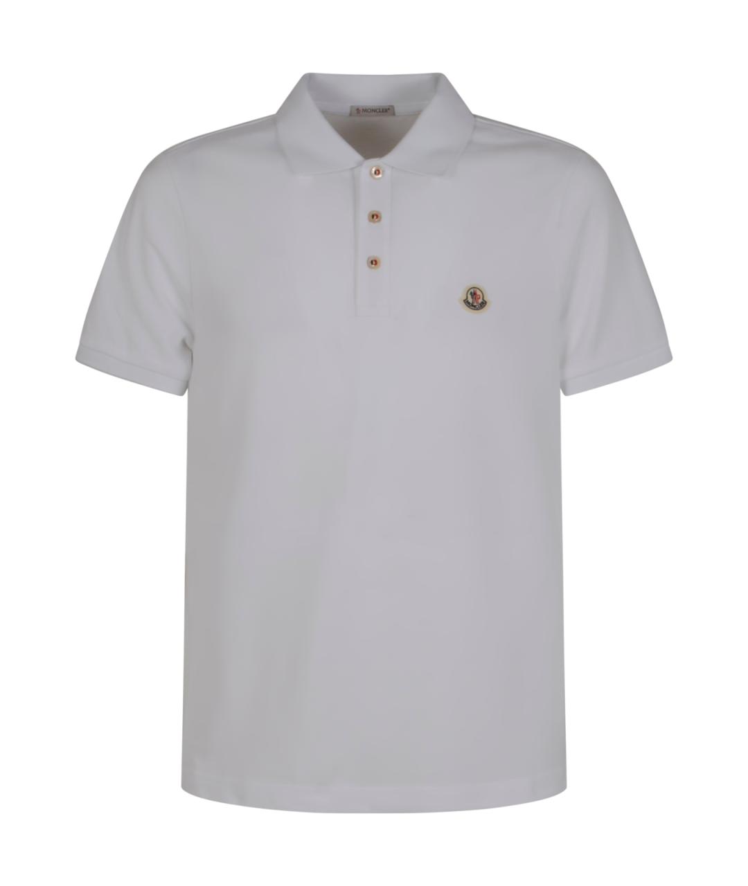 MONCLER Белое хлопковое поло с коротким рукавом, фото 1