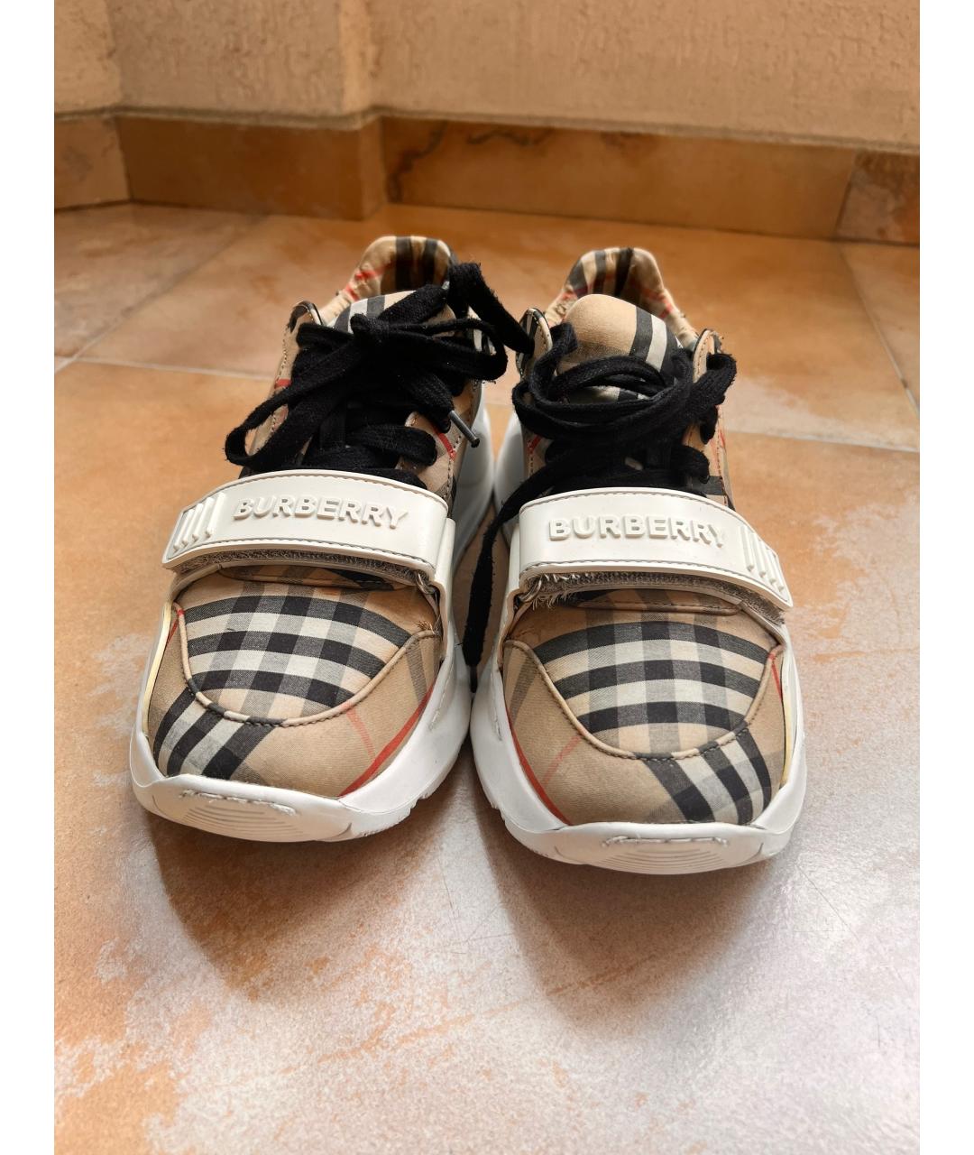 BURBERRY Бежевые текстильные кроссовки, фото 2