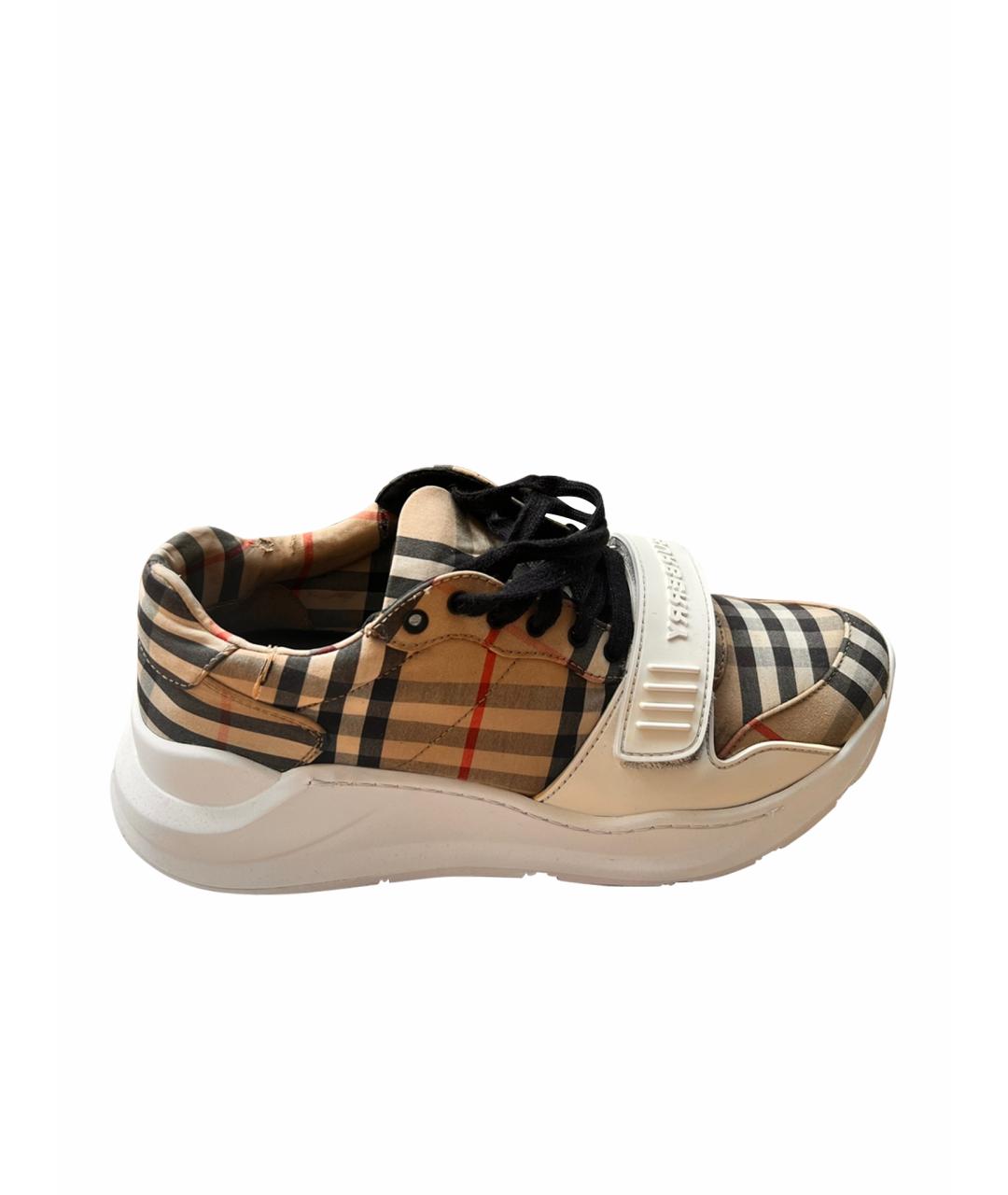 BURBERRY Бежевые текстильные кроссовки, фото 1
