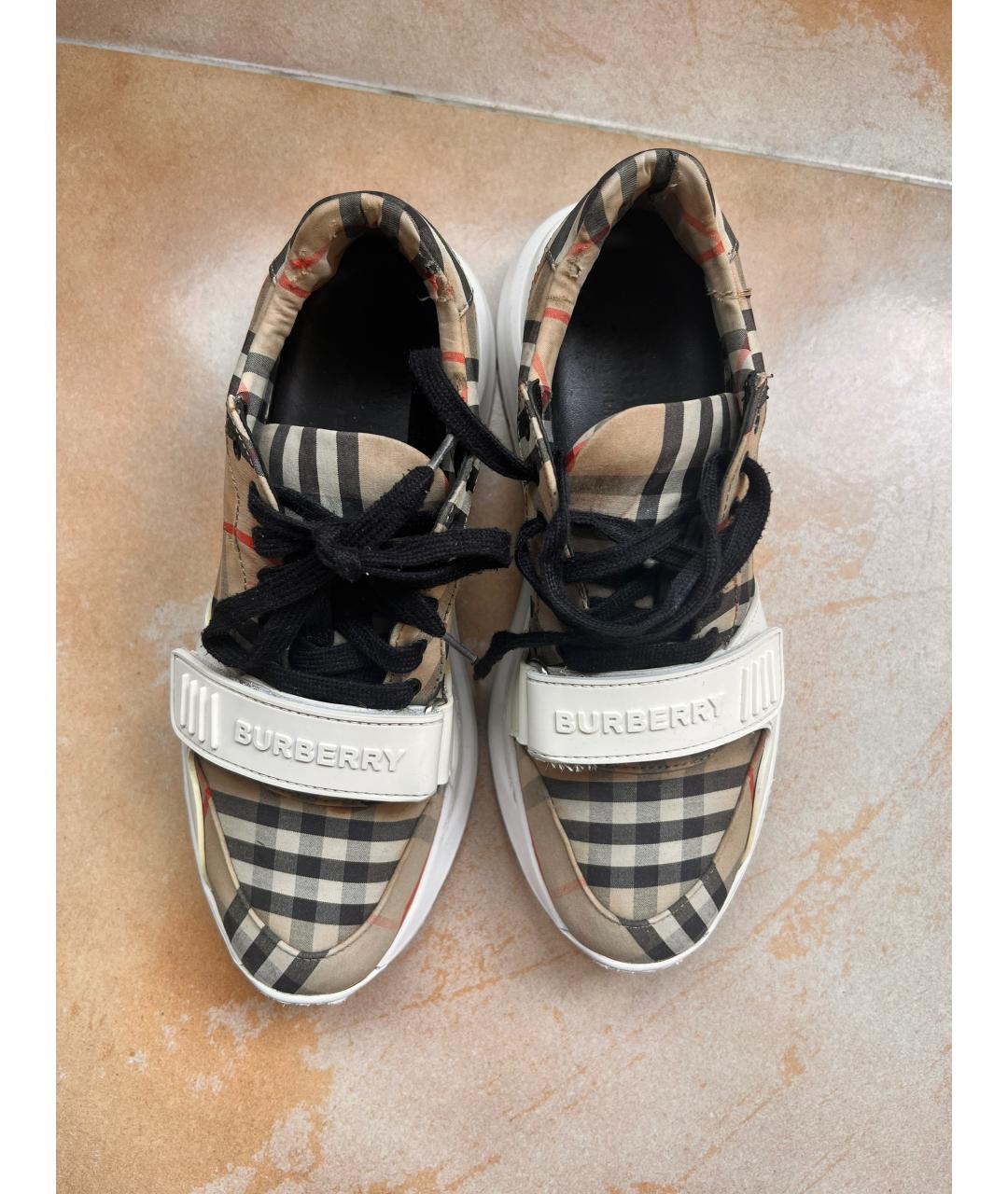 BURBERRY Бежевые текстильные кроссовки, фото 3