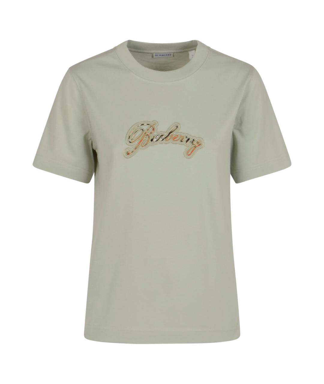 BURBERRY Зеленая хлопковая футболка, фото 1