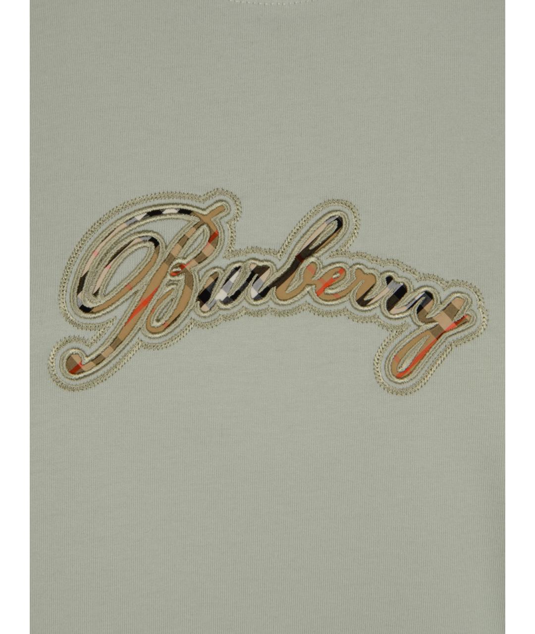 BURBERRY Зеленая хлопковая футболка, фото 3