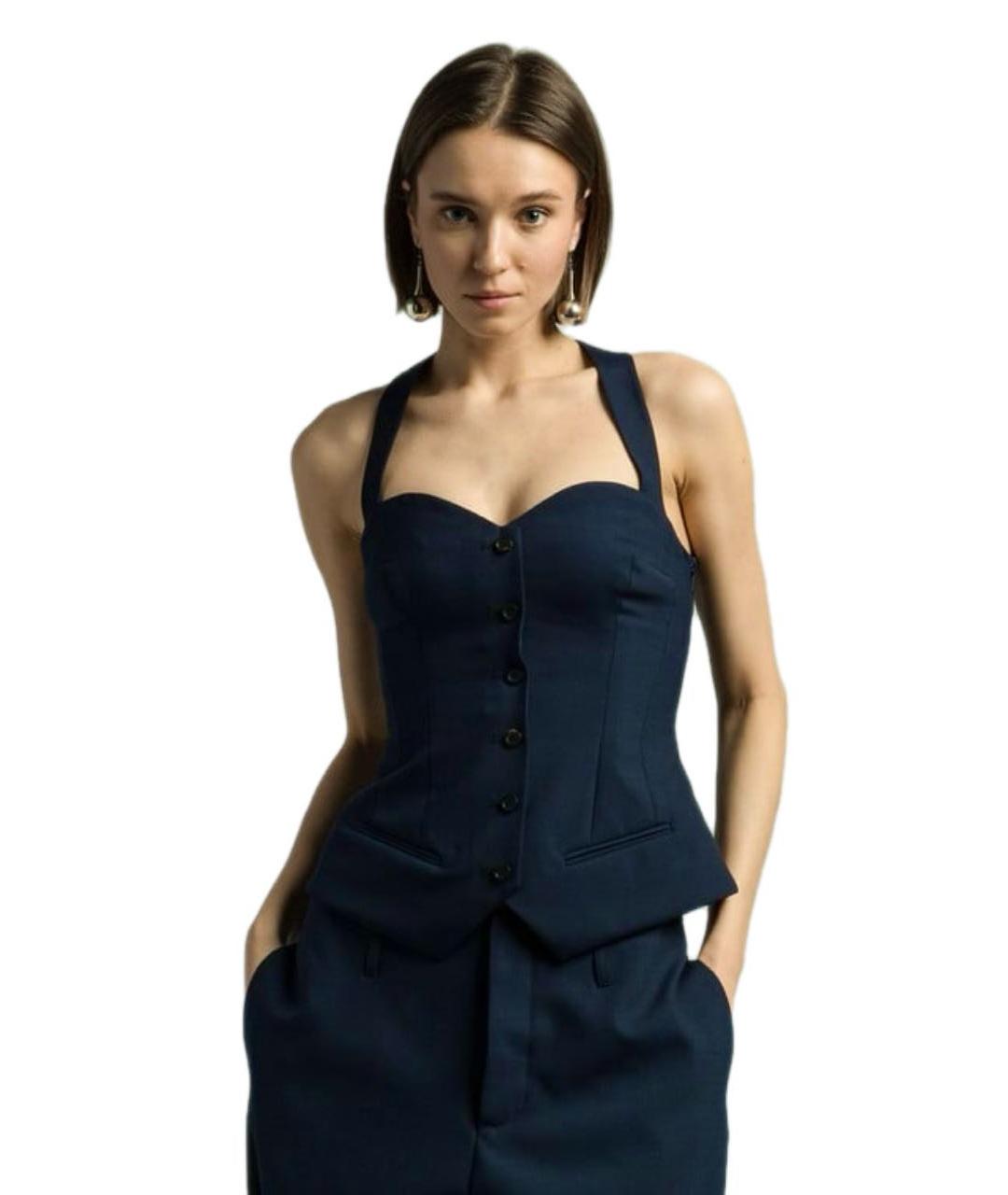 PHILOSOPHY DI LORENZO SERAFINI Темно-синий шерстяной жилет, фото 3