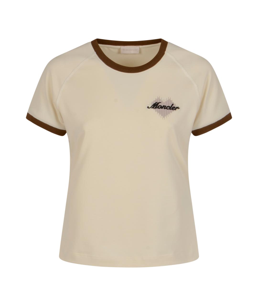 MONCLER GRENOBLE Бежевая хлопковая футболка, фото 1