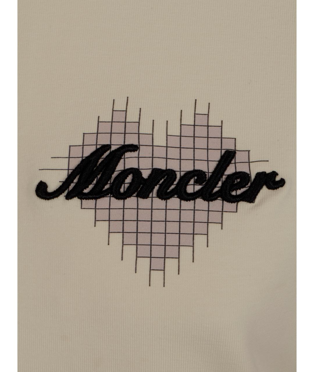 MONCLER GRENOBLE Бежевая хлопковая футболка, фото 3