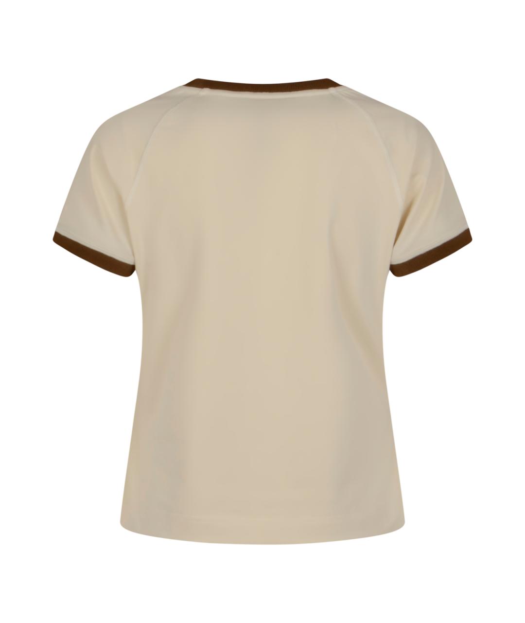 MONCLER GRENOBLE Бежевая хлопковая футболка, фото 2