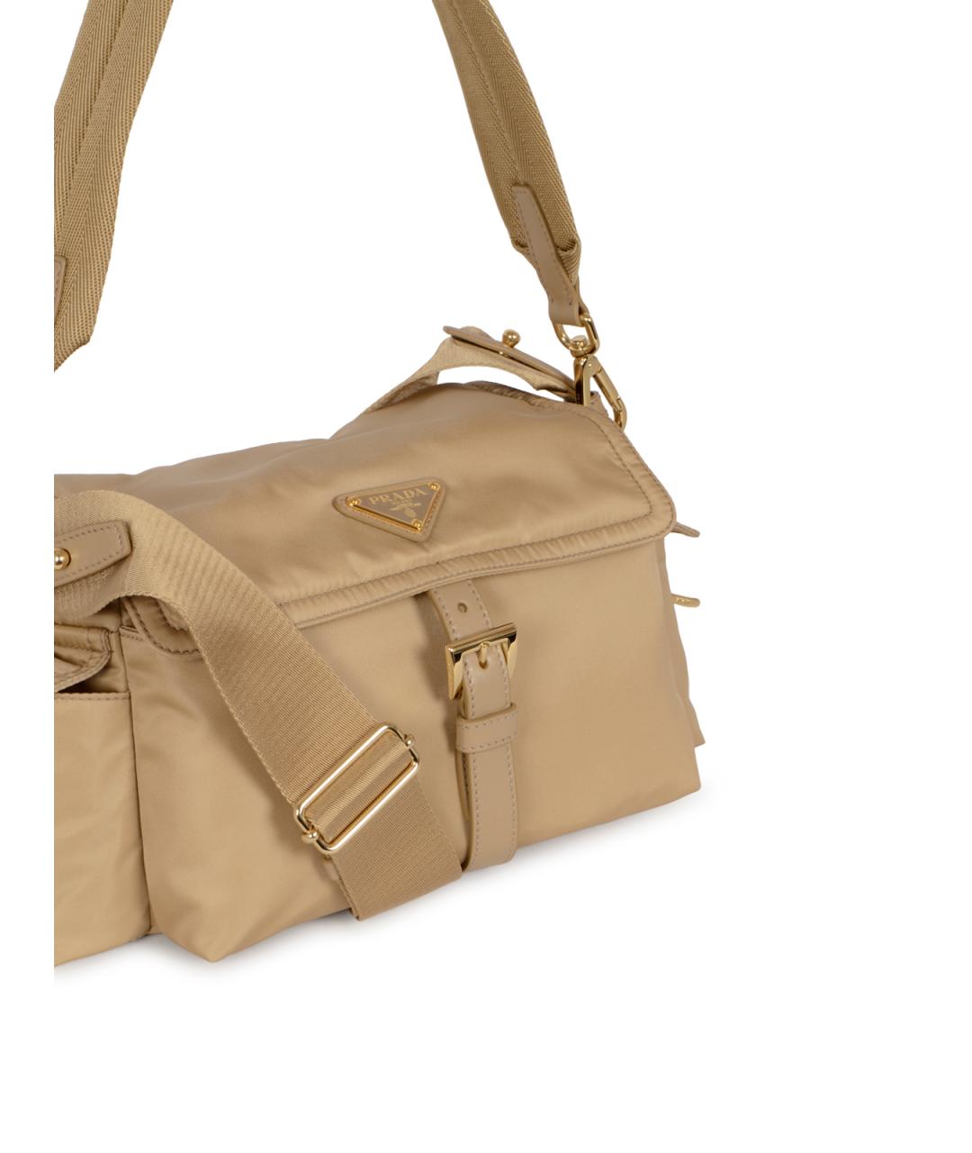 PRADA Бежевая синтетическая сумка через плечо, фото 4