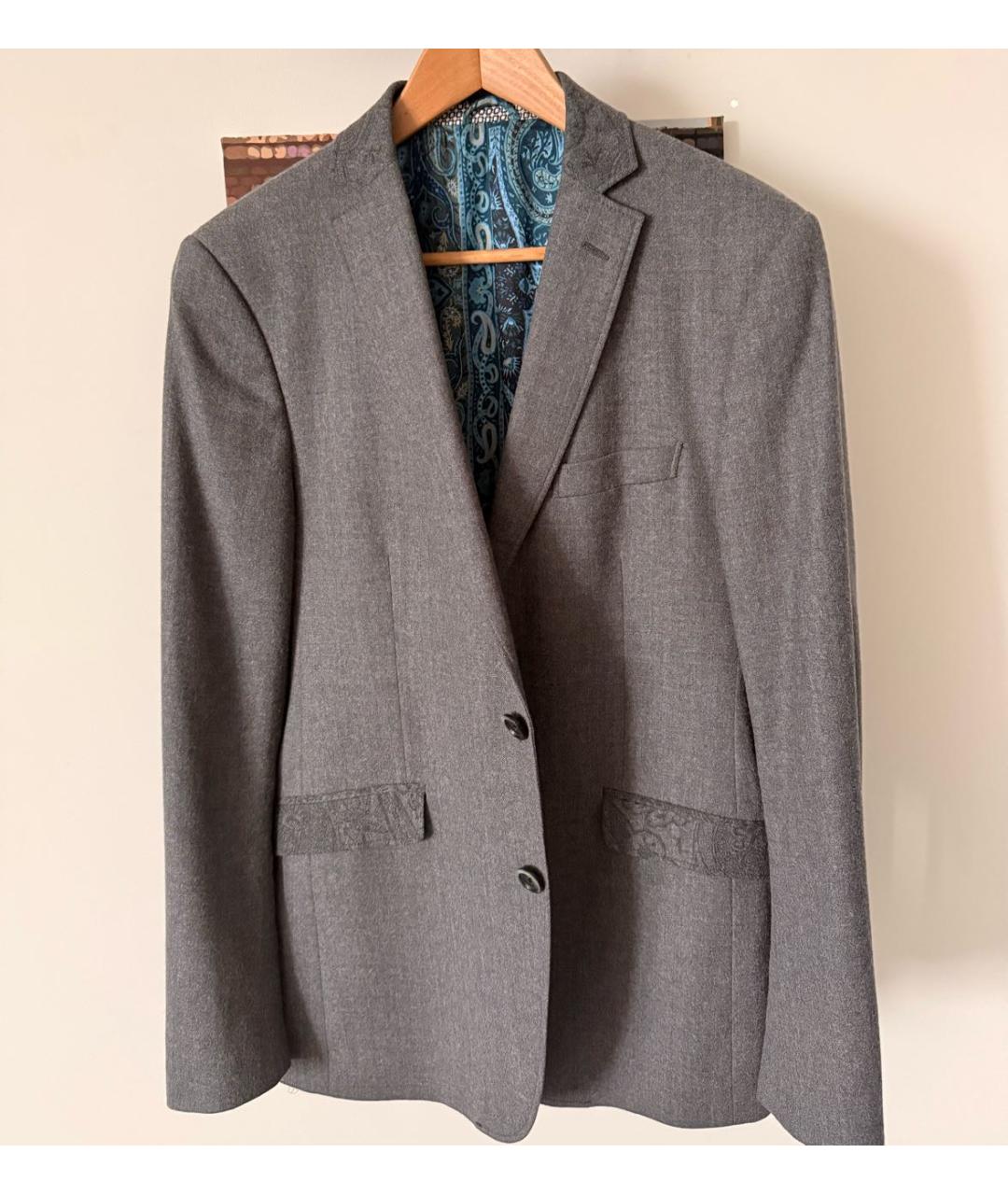 ETRO Антрацитовый шерстяной пиджак, фото 7