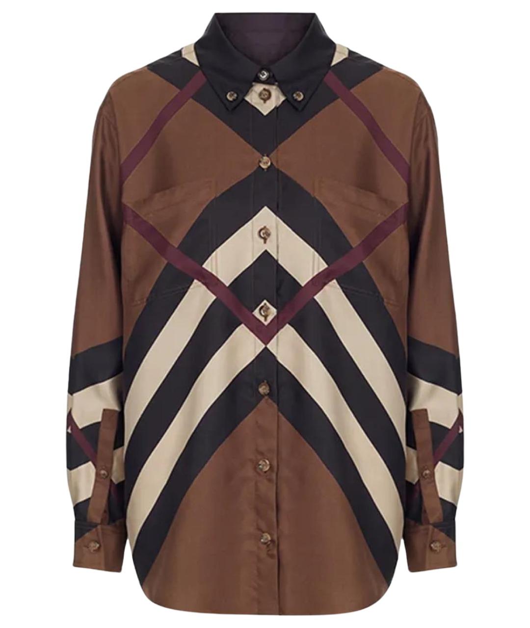 BURBERRY Коричневая шелковая рубашка, фото 1