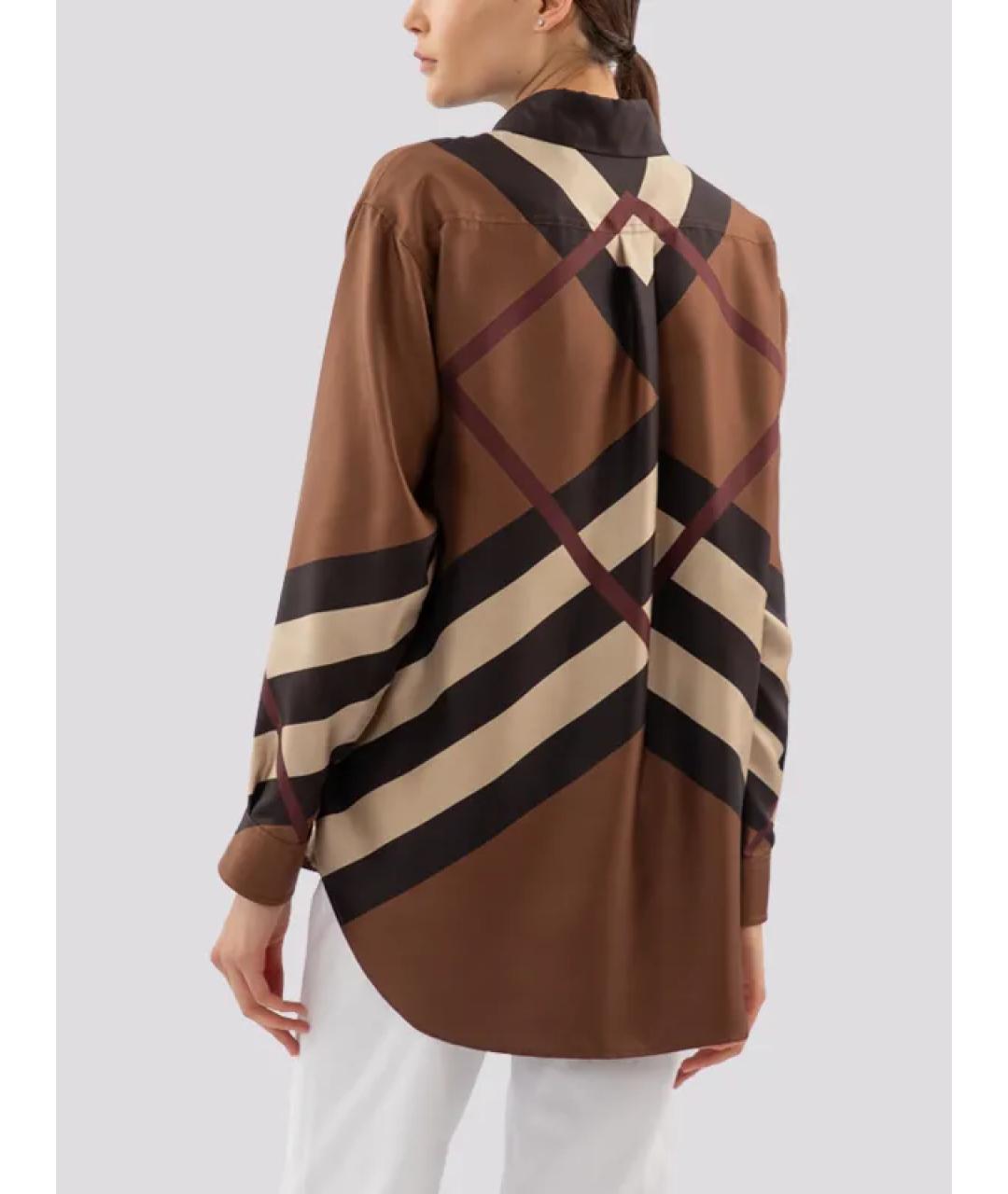 BURBERRY Коричневая шелковая рубашка, фото 2