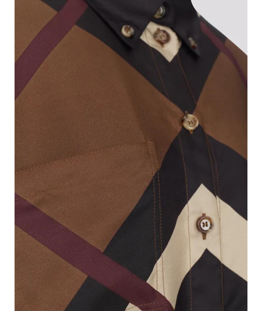 BURBERRY Коричневая шелковая рубашка, фото 3