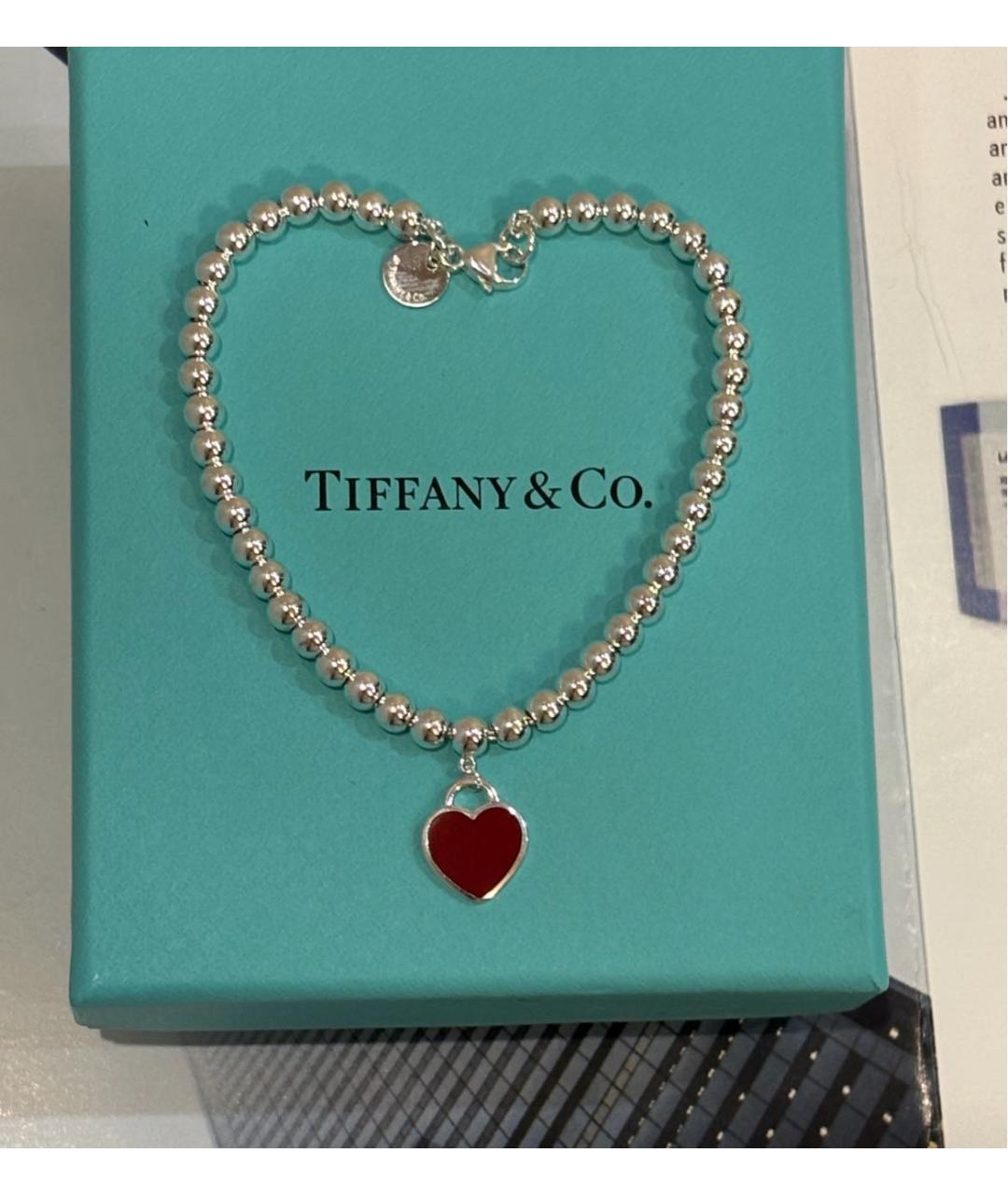 TIFFANY&CO Красный серебряный браслет, фото 3