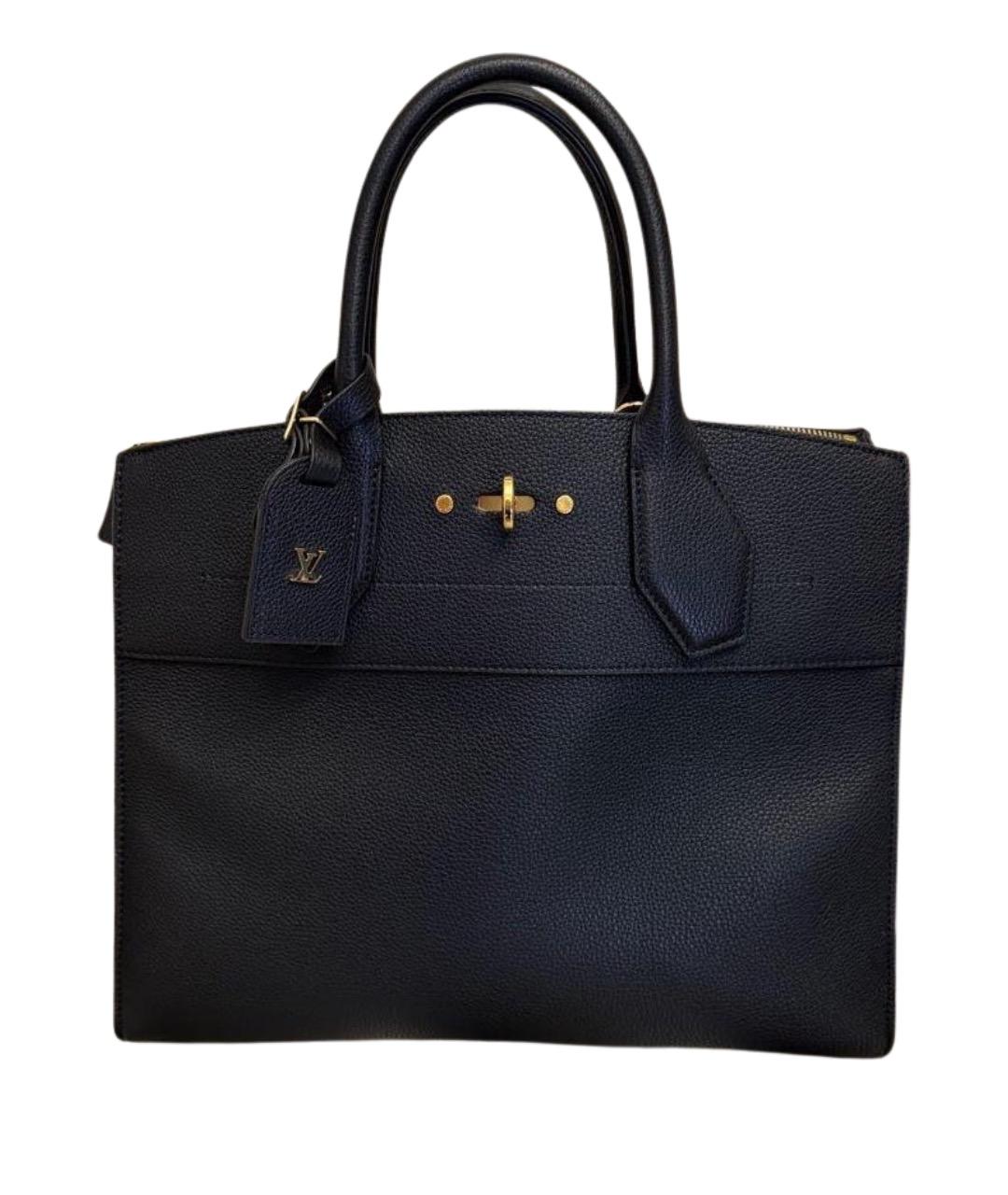 LOUIS VUITTON Черная кожаная сумка с короткими ручками, фото 1