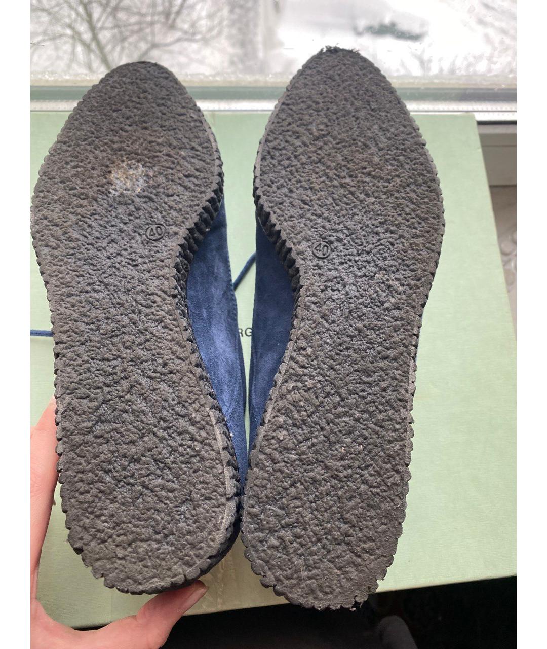 OFF-WHITE Темно-синие замшевые брогги и оксфорды, фото 5