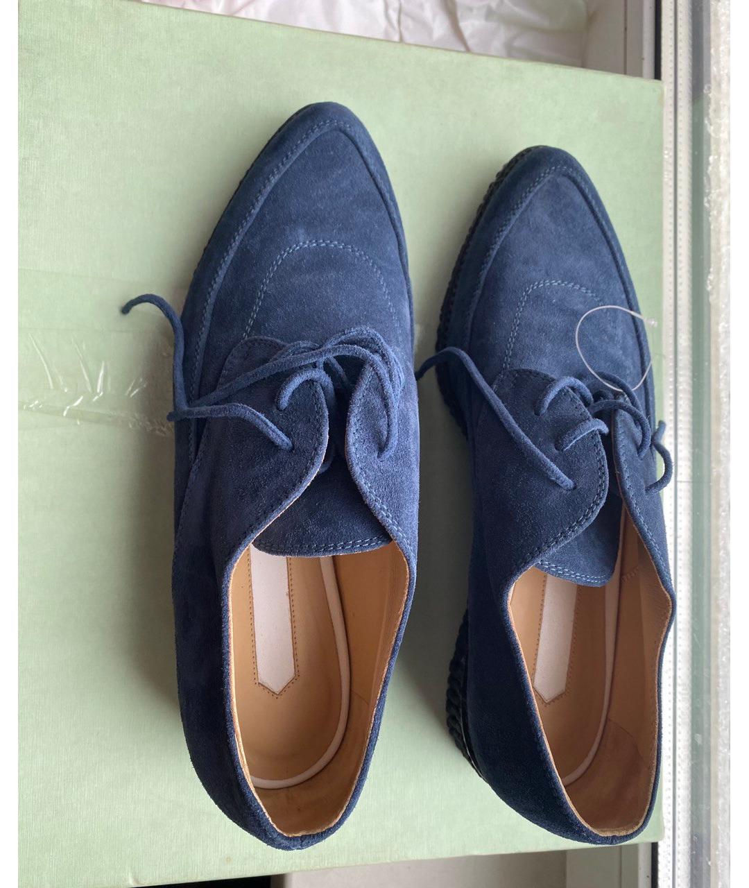 OFF-WHITE Темно-синие замшевые брогги и оксфорды, фото 3