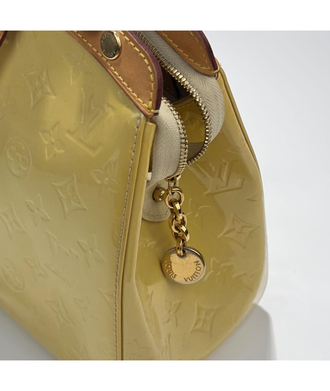 LOUIS VUITTON Желтая сумка с короткими ручками из лакированной кожи, фото 5