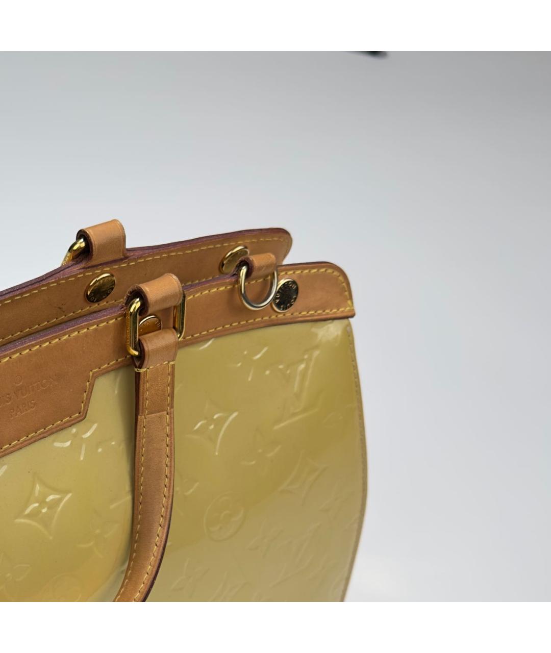 LOUIS VUITTON Желтая сумка с короткими ручками из лакированной кожи, фото 8