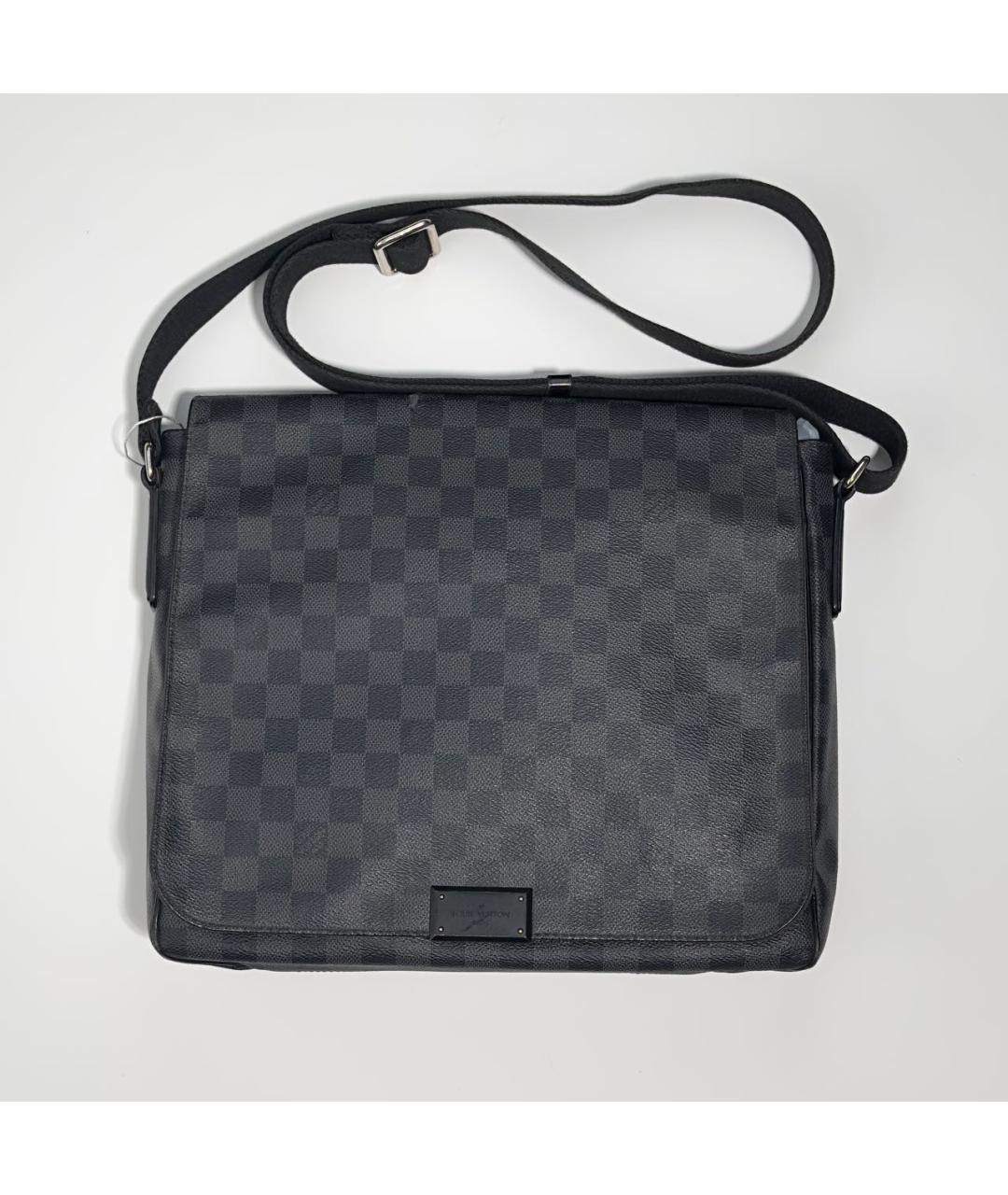 LOUIS VUITTON Черная кожаная сумка на плечо, фото 7