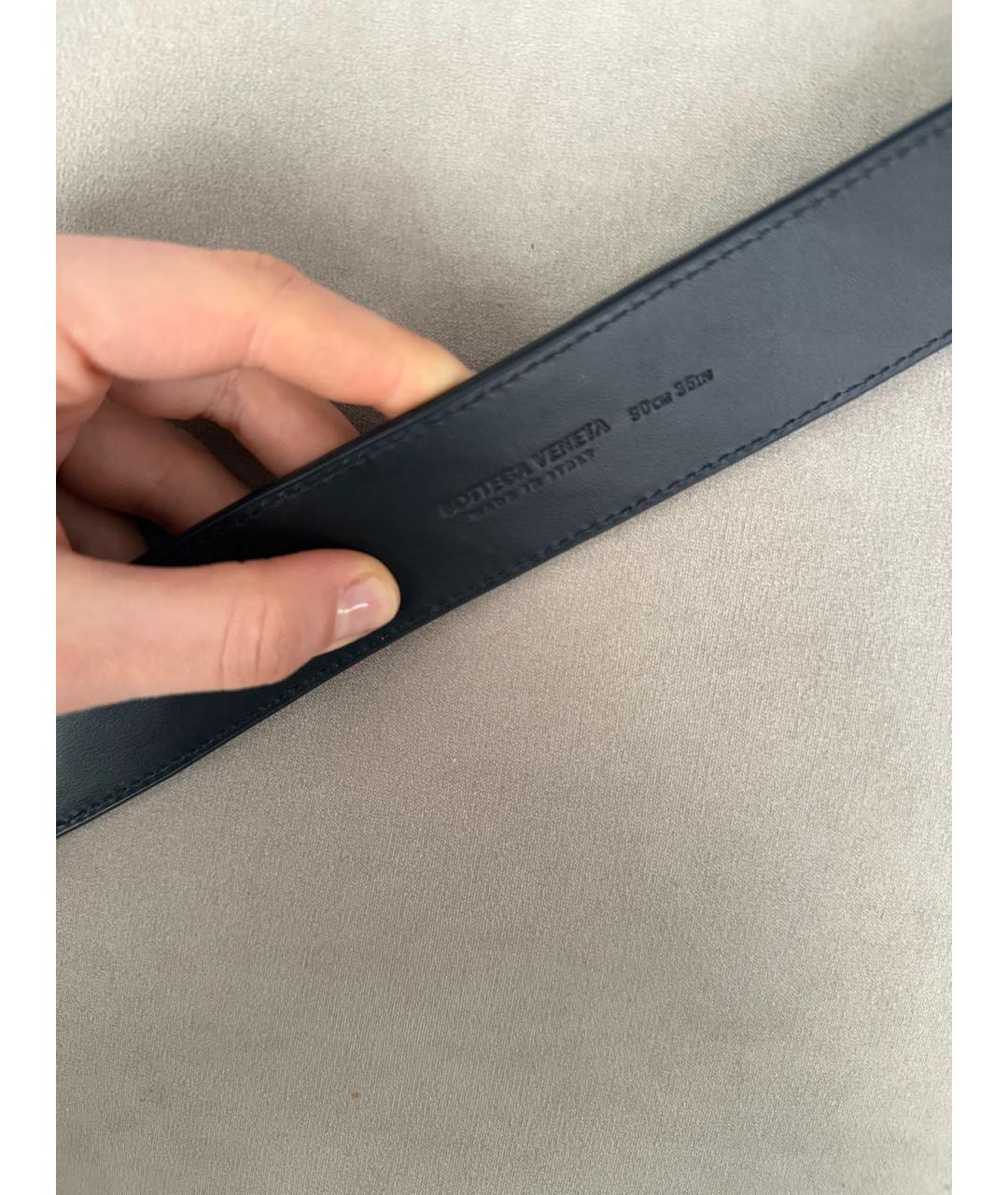 BOTTEGA VENETA Темно-синий кожаный ремень, фото 4