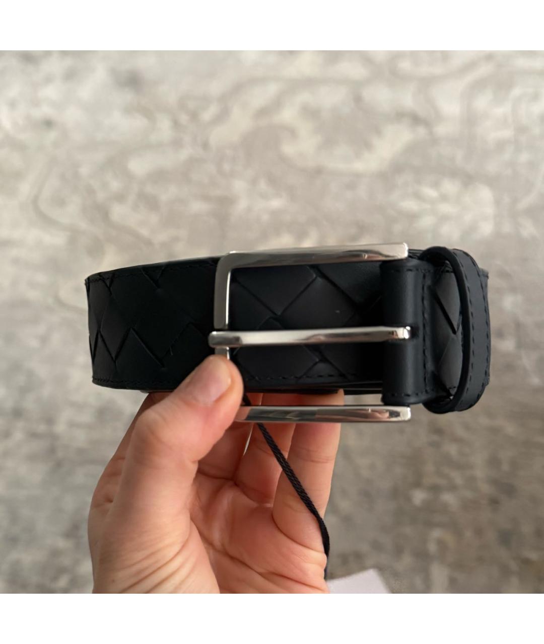 BOTTEGA VENETA Темно-синий кожаный ремень, фото 2