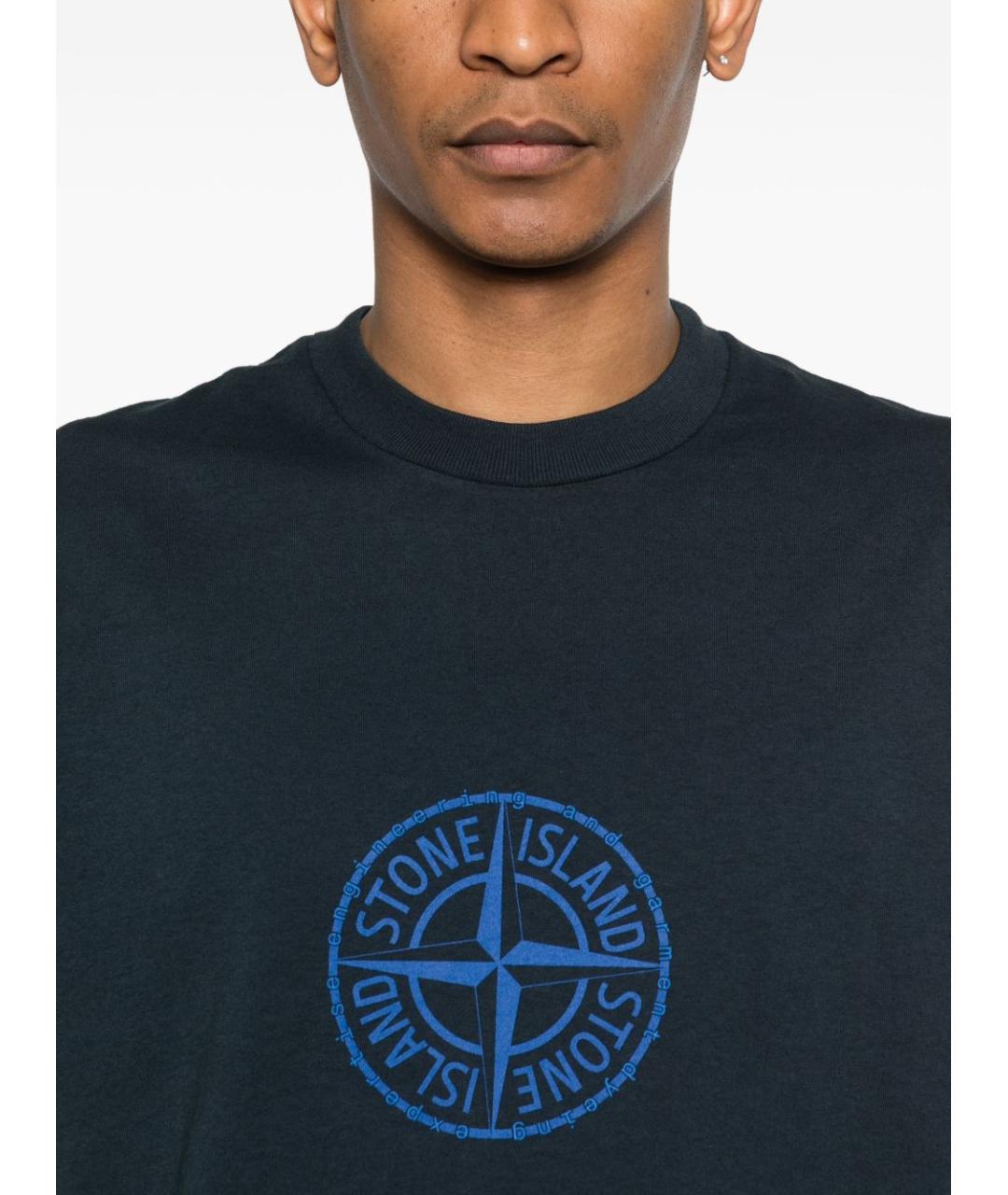 STONE ISLAND Синяя хлопковая футболка, фото 4