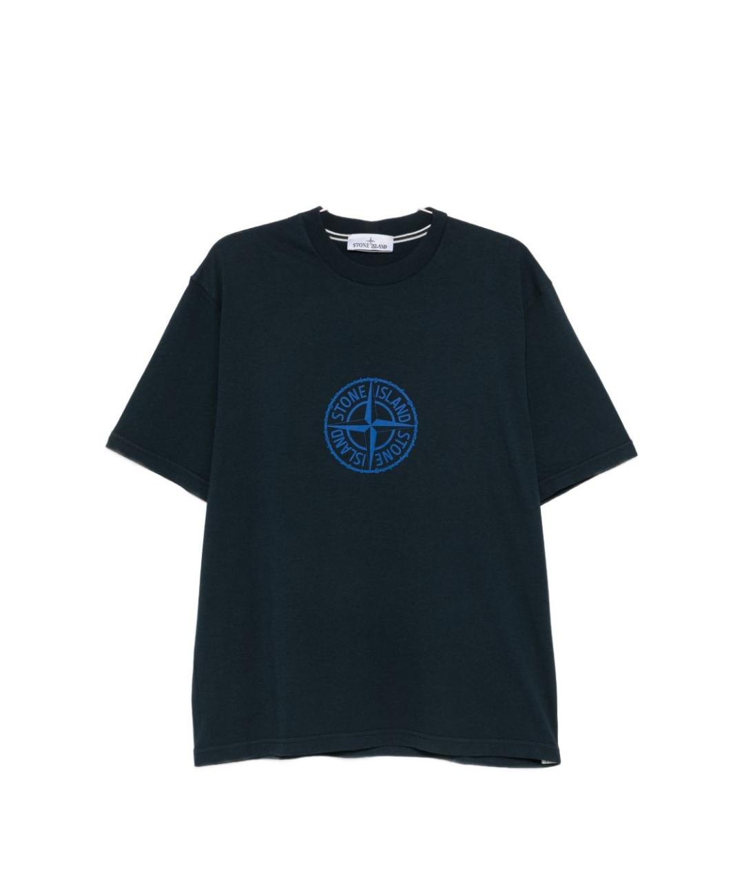 STONE ISLAND Синяя хлопковая футболка, фото 1