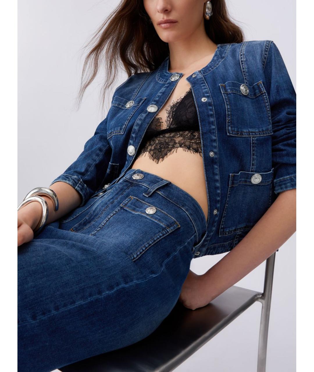 LIU JO Синяя хлопковая куртка, фото 4