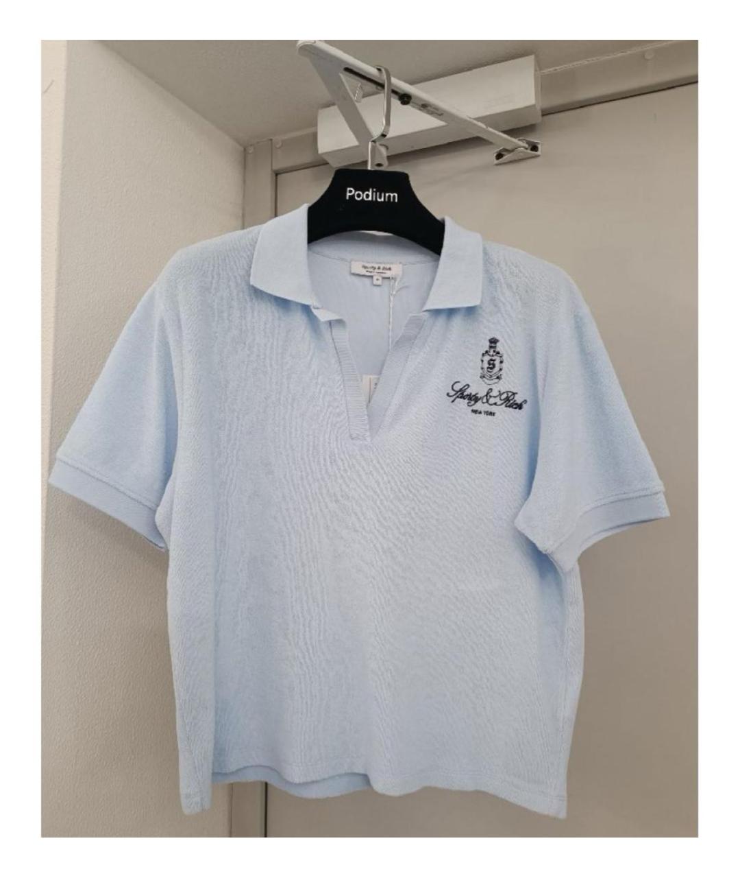 SPORTY AND RICH Голубая хлопковая футболка, фото 5