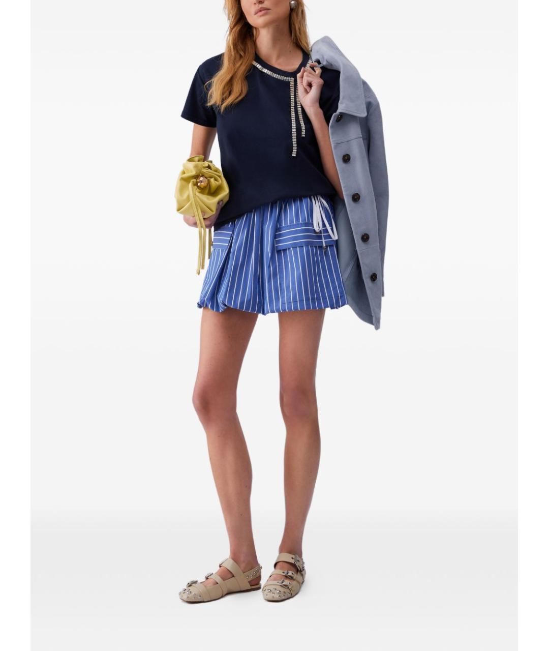 LIU JO Синяя хлопковая футболка, фото 2