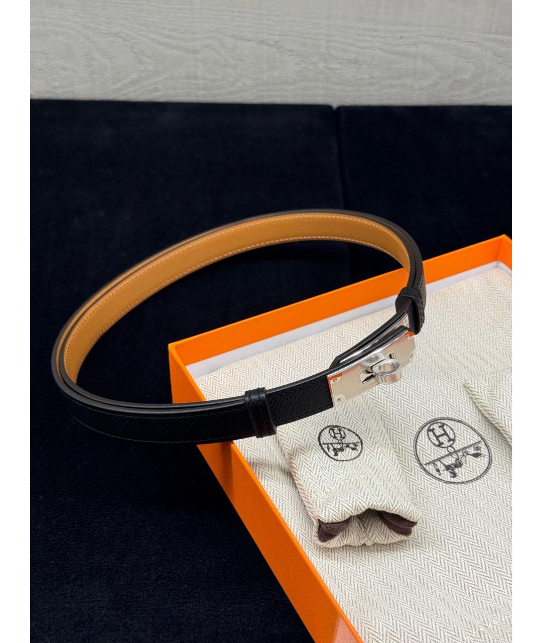 HERMES Черный кожаный ремень, фото 2