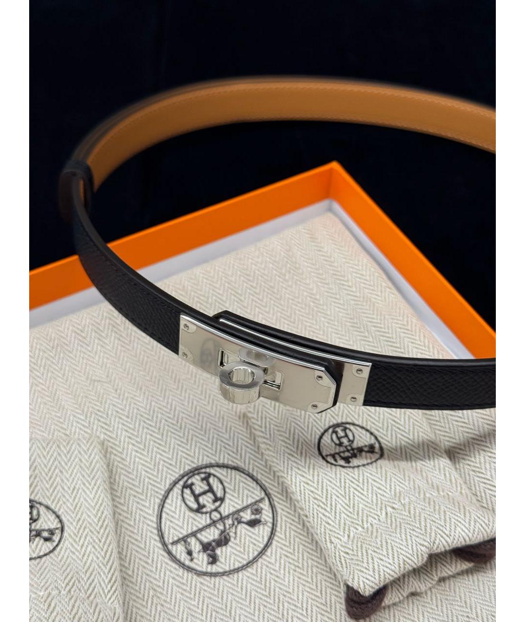 HERMES Черный кожаный ремень, фото 4