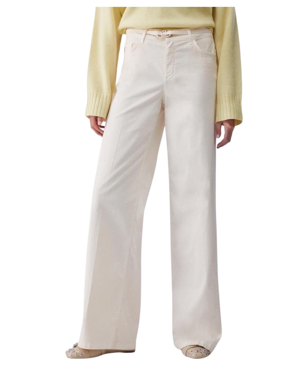 LIU JO Бежевые хлопковые прямые джинсы, фото 1