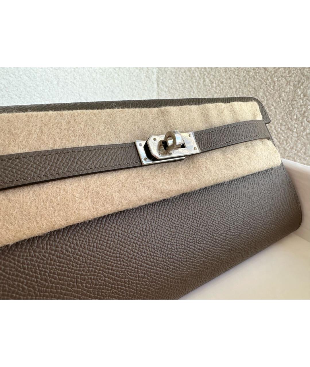 HERMES Серая кожаная сумка через плечо, фото 4