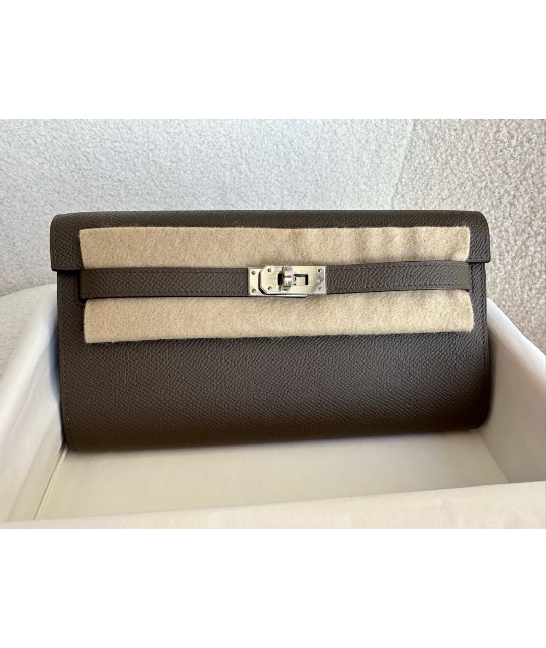 HERMES Серая кожаная сумка через плечо, фото 5