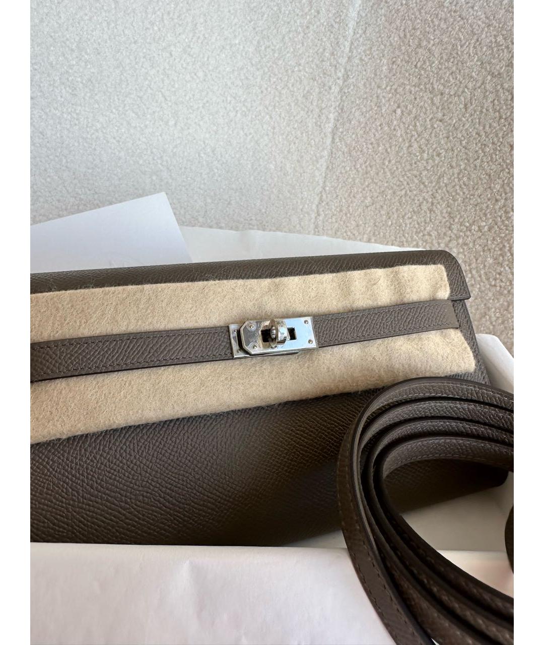 HERMES Серая кожаная сумка через плечо, фото 3