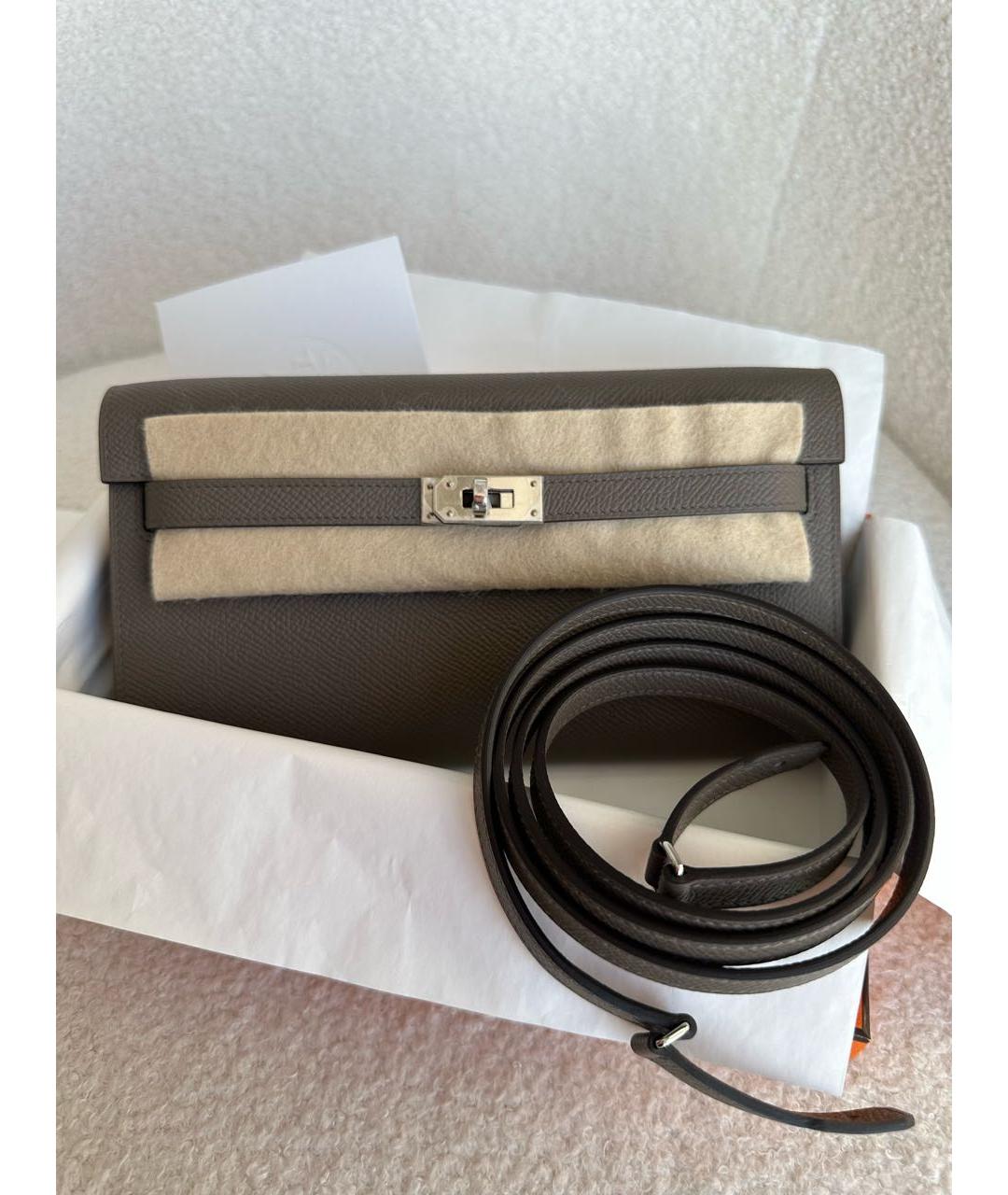 HERMES Серая кожаная сумка через плечо, фото 2