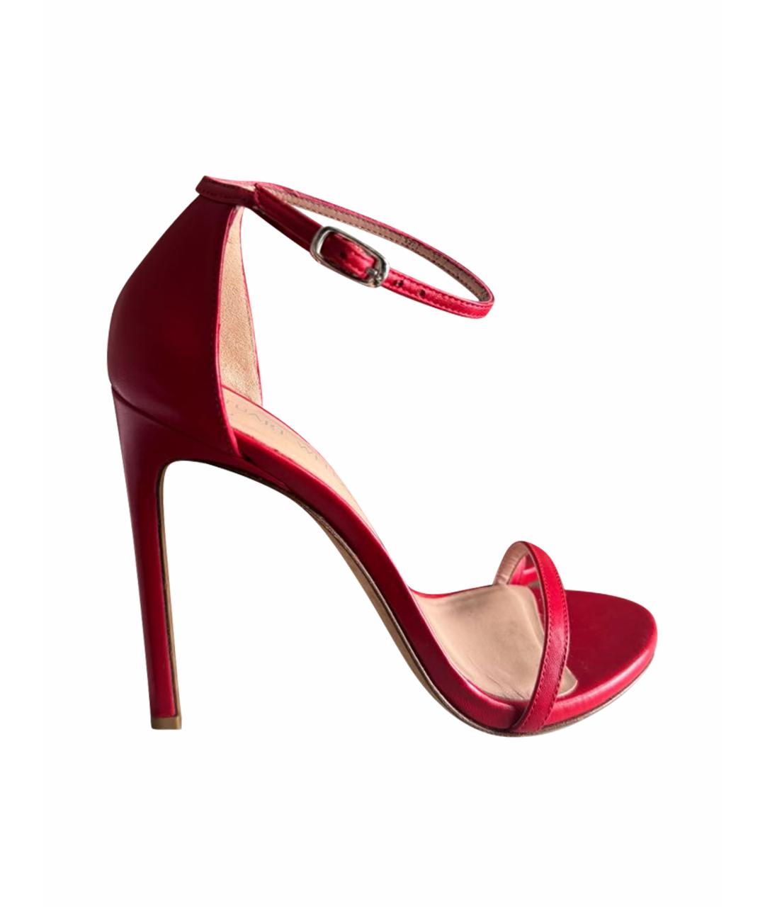 STUART WEITZMAN Красные кожаные босоножки, фото 1