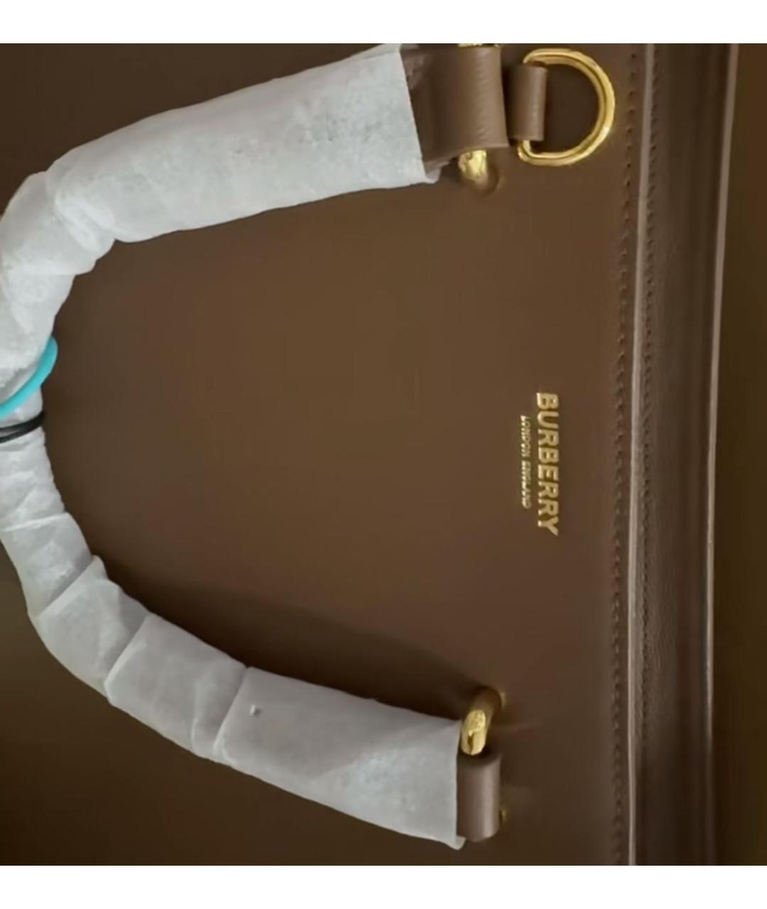 BURBERRY Коричневая кожаная сумка с короткими ручками, фото 4