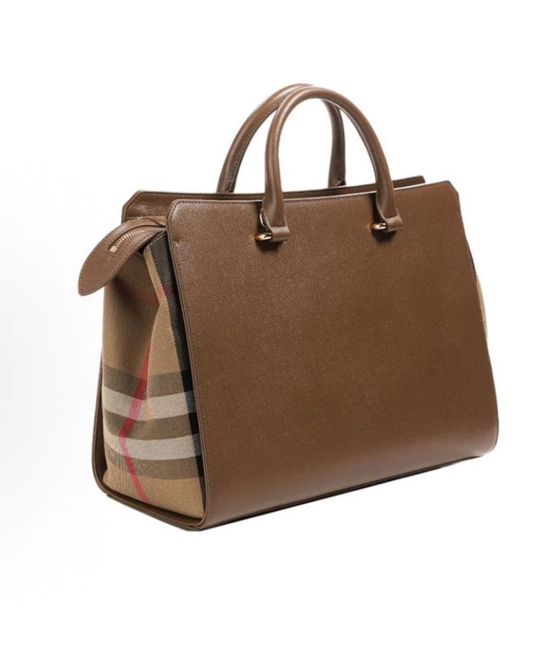 BURBERRY Коричневая кожаная сумка с короткими ручками, фото 3