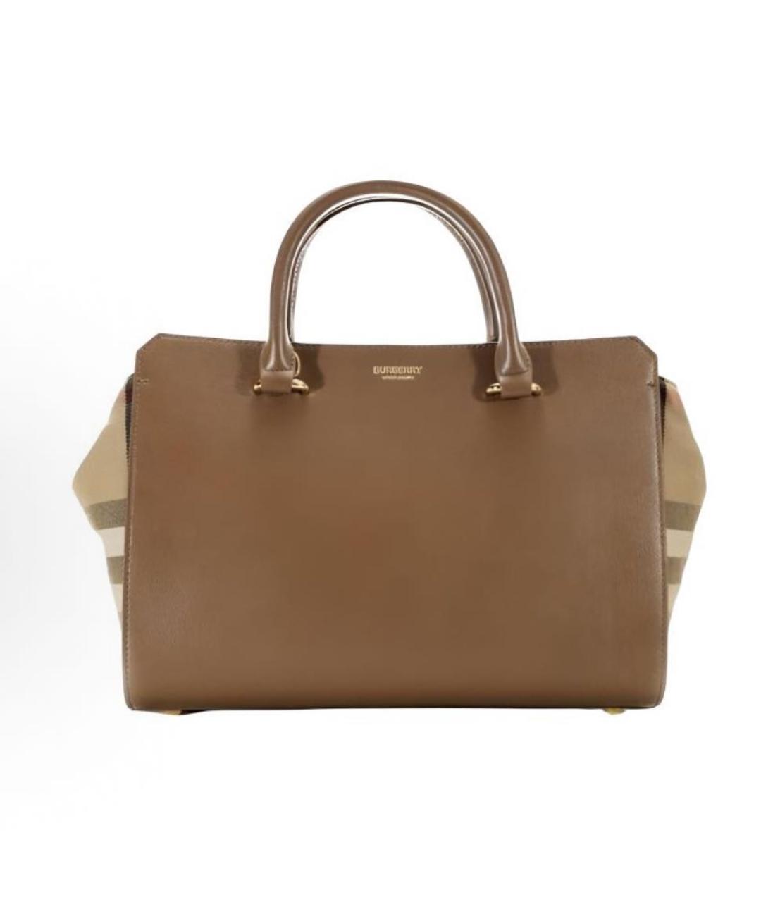 BURBERRY Коричневая кожаная сумка с короткими ручками, фото 5