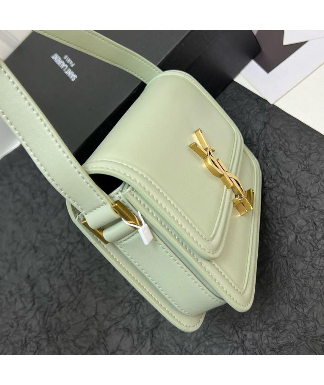 SAINT LAURENT Зеленая кожаная сумка через плечо, фото 8