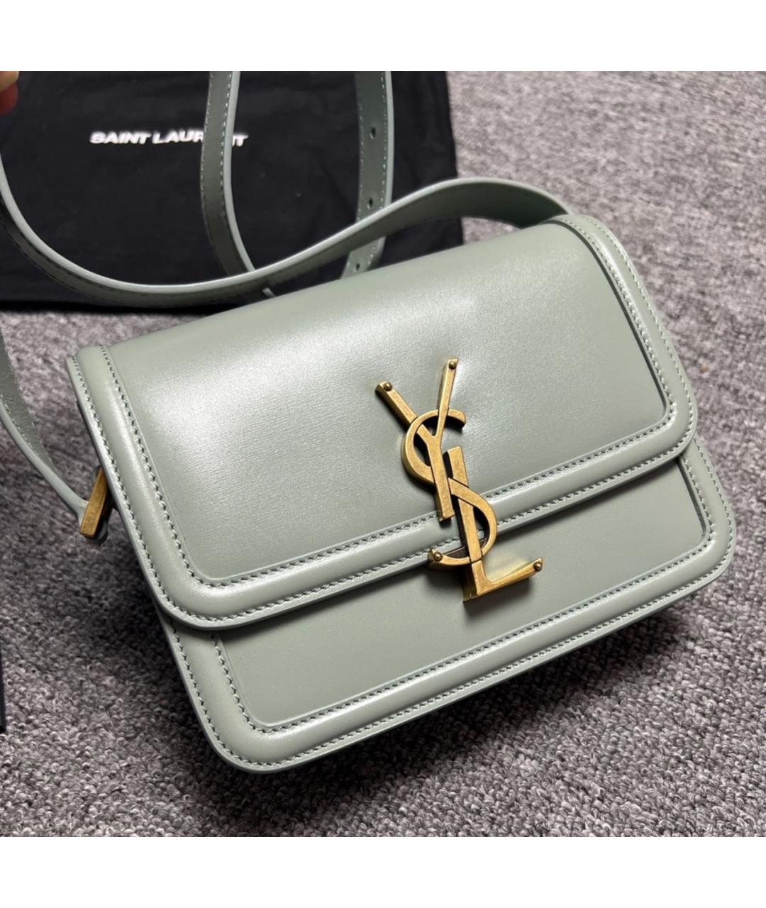SAINT LAURENT Зеленая кожаная сумка через плечо, фото 6