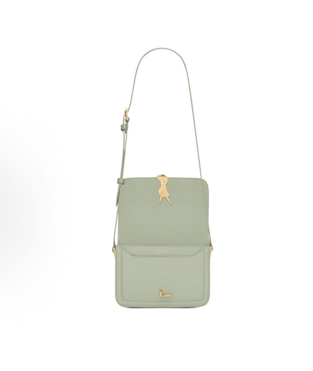 SAINT LAURENT Зеленая кожаная сумка через плечо, фото 5