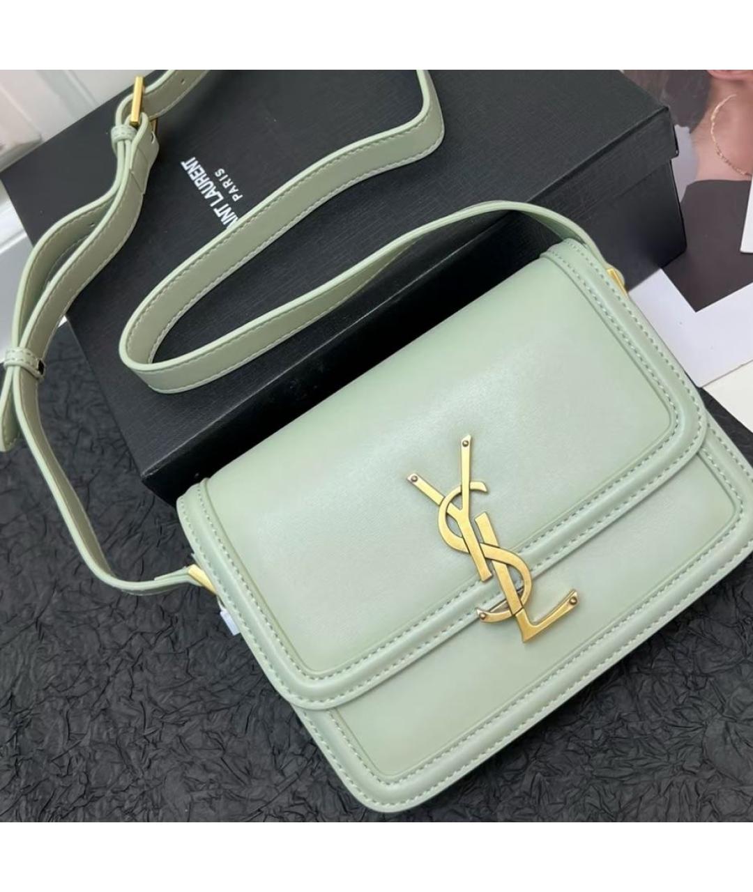 SAINT LAURENT Зеленая кожаная сумка через плечо, фото 7